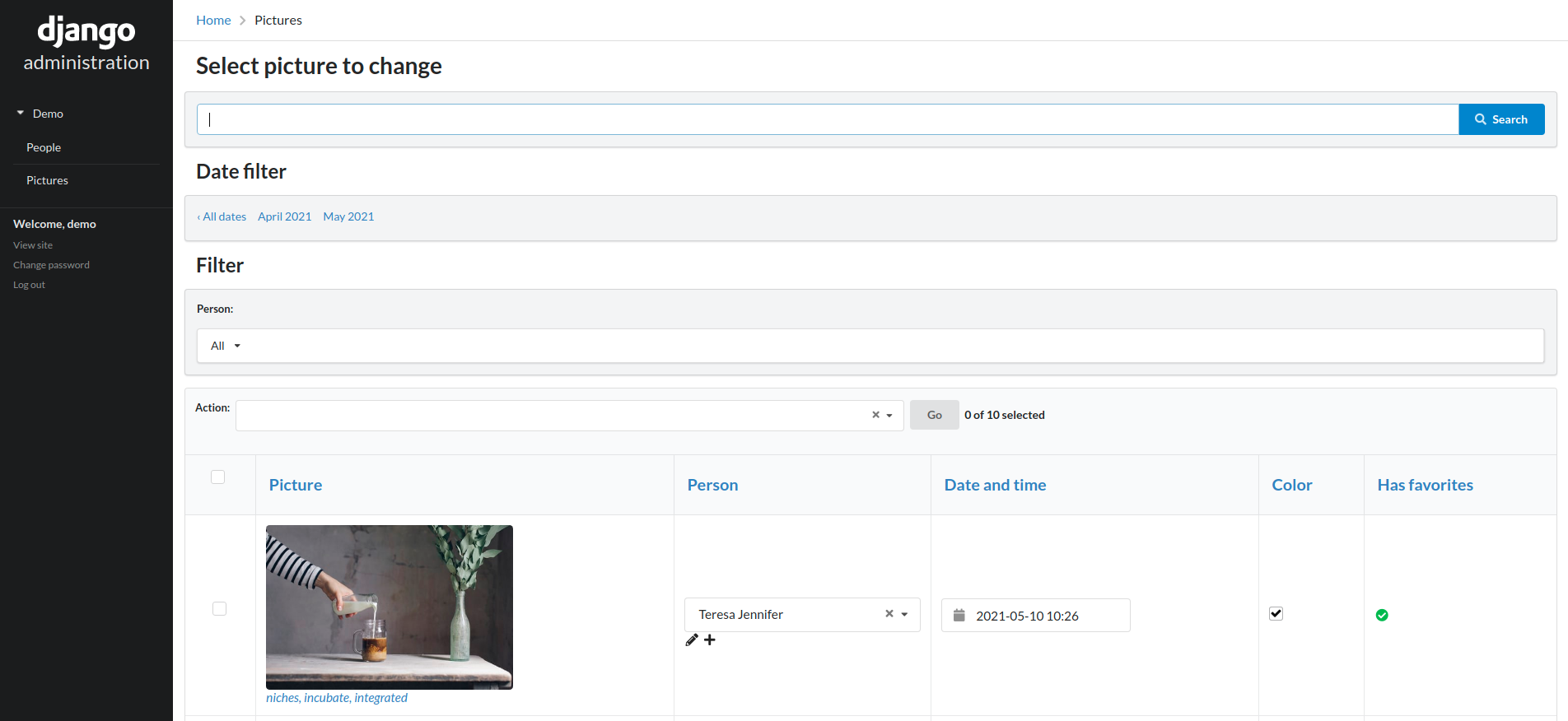 A django-semantic-admin screenshot