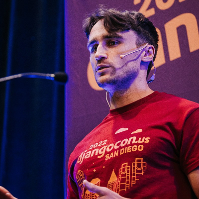 Simon Charette speaking at DjangoCon US